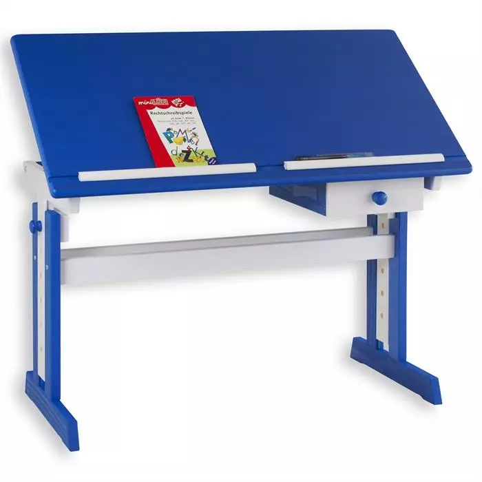 IDIMEX Kinderschreibtisch FLEXI Höhenverstellbar In Weiß/blau 4 IDIMEX Kinderschreibtisch FLEXI Höhenverstellbar In Weiß/blau – Bild 2