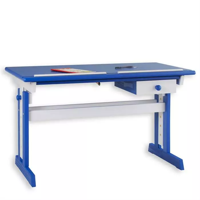 IDIMEX Kinderschreibtisch FLEXI Höhenverstellbar In Weiß/blau 5 IDIMEX Kinderschreibtisch FLEXI Höhenverstellbar In Weiß/blau – Bild 3