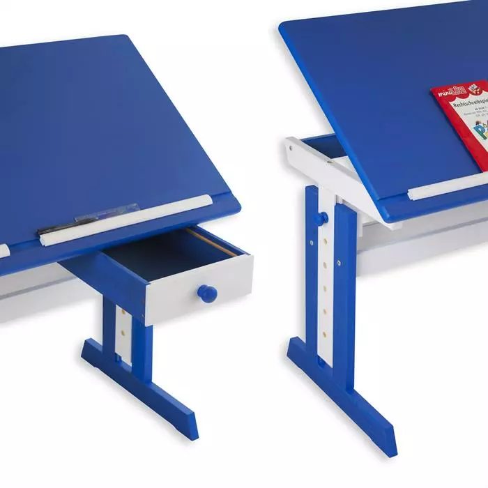 IDIMEX Kinderschreibtisch FLEXI Höhenverstellbar In Weiß/blau 7 IDIMEX Kinderschreibtisch FLEXI Höhenverstellbar In Weiß/blau – Bild 5