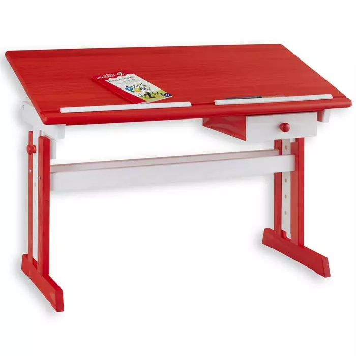 IDIMEX Kinderschreibtisch Weiß/rot FLEXI 3 IDIMEX Kinderschreibtisch Weiß/rot FLEXI