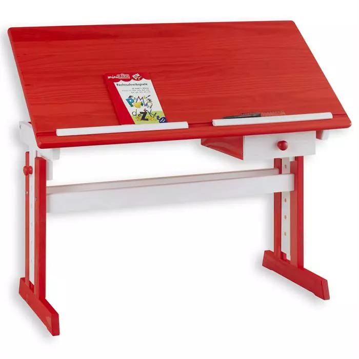 IDIMEX Kinderschreibtisch Weiß/rot FLEXI 4 IDIMEX Kinderschreibtisch Weiß/rot FLEXI – Bild 2