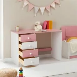 IDIMEX Schreibtisch ARNE Mit 4 Schubladen In Weiß/rosa -Möbelgeschäft 7241 AC2