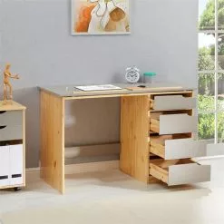 IDIMEX Kinderschreibtisch EMMA Aus Kiefer Massiv In Natur/grau, Neigungsverstellbar -Möbelgeschäft 7244 AC2