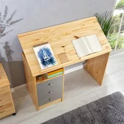 IDIMEX Kinderschreibtisch KEVIN Neigungsverstellbar Natur/grau -Möbelgeschäft 7254 AC4