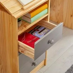 IDIMEX Kinderschreibtisch KEVIN Neigungsverstellbar Natur/grau -Möbelgeschäft 7254 AC6