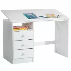 IDIMEX Kinderschreibtisch KEVIN Neigungsverstellbar Weiß