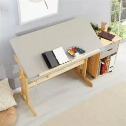 IDIMEX Kinderschreibtisch FLEXI Höhenverstellbar In Natur/grau -Möbelgeschäft 7266 AC4