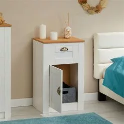 IDIMEX Nachttisch BOLTON Mit 1 Schublade, Kiefer In Weiß/braun -Möbelgeschäft 80165 AC2 N