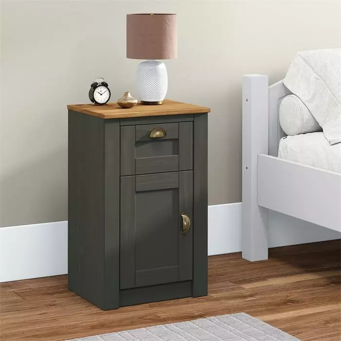 IDIMEX Nachttisch BOLTON Mit 1 Schublade, Kiefer In Anthrazit/braun 4 IDIMEX Nachttisch BOLTON Mit 1 Schublade, Kiefer In Anthrazit/braun – Bild 2