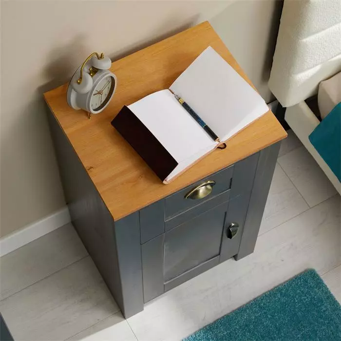 IDIMEX Nachttisch BOLTON Mit 1 Schublade, Kiefer In Anthrazit/braun 6 IDIMEX Nachttisch BOLTON Mit 1 Schublade, Kiefer In Anthrazit/braun – Bild 4