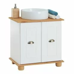 IDIMEX Waschbeckenunterschrank COLMAR Mit 2 Fächer Weiß/braun