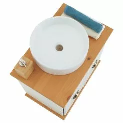 IDIMEX Waschbeckenunterschrank COLMAR Mit 2 Fächer Weiß/braun -Möbelgeschäft 80359 4