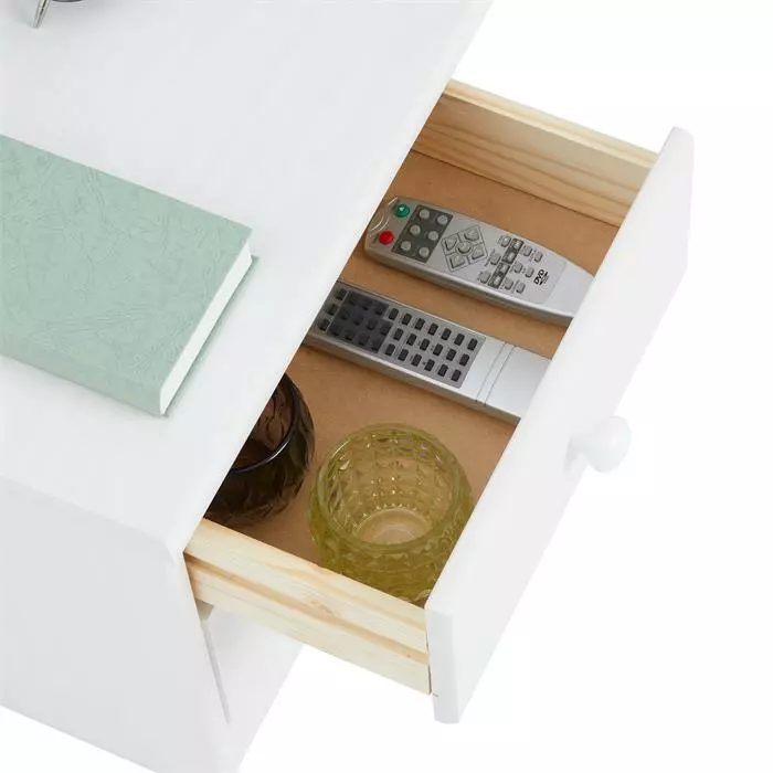 IDIMEX Nachttisch RONDO Aus Kiefer Mit 2 Schubladen, In Weiß 7 IDIMEX Nachttisch RONDO Aus Kiefer Mit 2 Schubladen, In Weiß – Bild 5