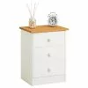IDIMEX Nachttisch RONDO Mit 3 Schubladen, Kiefer In Weiß/braun