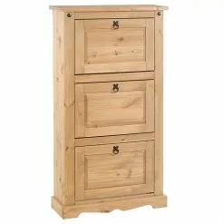 IDIMEX Schuhschrank TEQUILA, Kiefer Massiv, Mit 3 Klappen, Mexiko