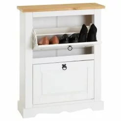 IDIMEX Schuhkipper TEQUILA, Kiefer Massiv, Weiß/braun, Mit 2 Klappen, Mexiko