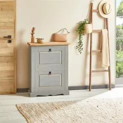 IDIMEX Schuhkipper TEQUILA Mit 2 Klappen Grau/braun, Mexiko -Möbelgeschäft 81323 AC2