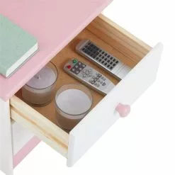 IDIMEX Nachttisch RONDO Aus Kiefer, In Weiß/rosa -Möbelgeschäft 8201 4