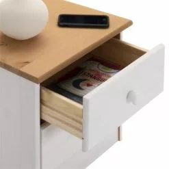 IDIMEX Nachttisch RONDO Aus Kiefer Mit 2 Schubladen, In Weiß/braun -Möbelgeschäft 8210 2