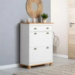 IDIMEX Schuhkipper COLMAR In Weiß/braun Mit 2 Klappen -Möbelgeschäft 8291 A0 3N