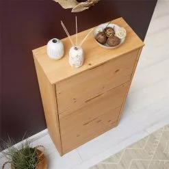 IDIMEX Schuhschrank BASIL Mit 3 Kipper In Braun, Kiefer Massiv -Möbelgeschäft 84003 A0 4N