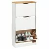 IDIMEX Schuhschrank BASIL Mit 3 Kipper In Weiß/braun, Kiefer Massiv -Möbelgeschäft 84004 0 N
