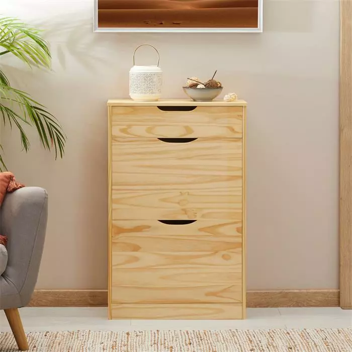 IDIMEX Schuhkipper BASIL Mit 2 Kipper Und In Natur, Kiefer Massiv 5 IDIMEX Schuhkipper BASIL Mit 2 Kipper Und In Natur, Kiefer Massiv – Bild 3