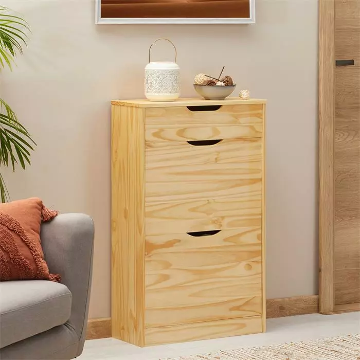 IDIMEX Schuhkipper BASIL Mit 2 Kipper Und In Natur, Kiefer Massiv 6 IDIMEX Schuhkipper BASIL Mit 2 Kipper Und In Natur, Kiefer Massiv – Bild 4