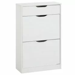 IDIMEX Schuhkipper BASIL Mit 2 Kipper Und 1 Schublade In Weiß, Kiefer Massiv