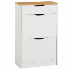 IDIMEX Schuhkipper BASIL Mit 2 Kipper In Weiß/braun, Kiefer Massiv