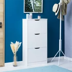 IDIMEX Schuhschrank BASIL Mit 3 Kipper In Weiß, Kiefer Massiv -Möbelgeschäft 84010 A0 3N