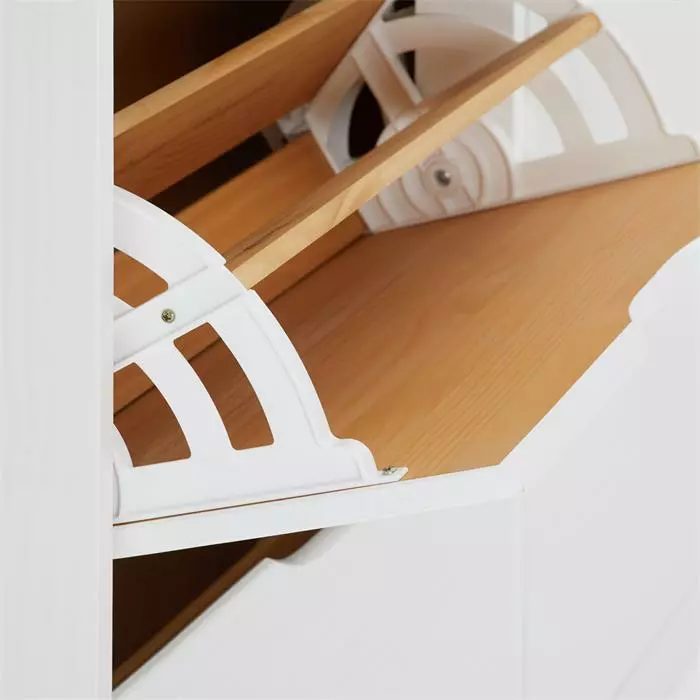 IDIMEX Schuhschrank BASIL Mit 2x2 Kippern In Weiß/braun, Kiefer Massiv 5 IDIMEX Schuhschrank BASIL Mit 2x2 Kippern In Weiß/braun, Kiefer Massiv – Bild 3