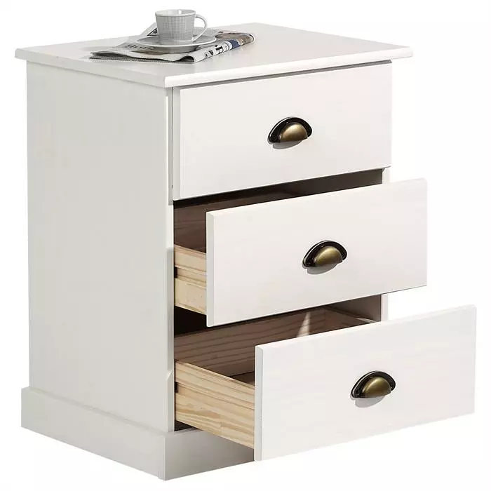 IDIMEX Nachttisch PARIS Mit 3 Schubladen, In Weiß 5 IDIMEX Nachttisch PARIS Mit 3 Schubladen, In Weiß – Bild 3