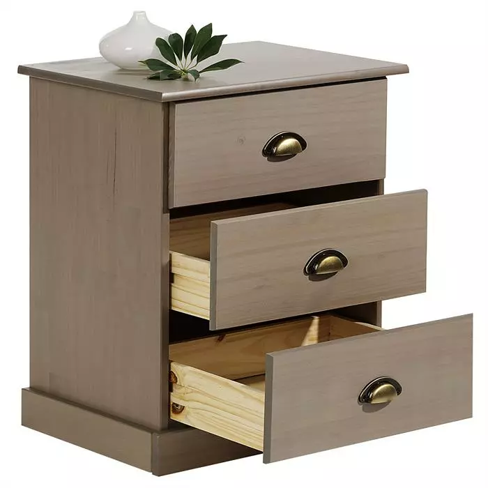 IDIMEX Nachttisch PARIS Mit 3 Schubladen, In Taupe 5 IDIMEX Nachttisch PARIS Mit 3 Schubladen, In Taupe – Bild 3