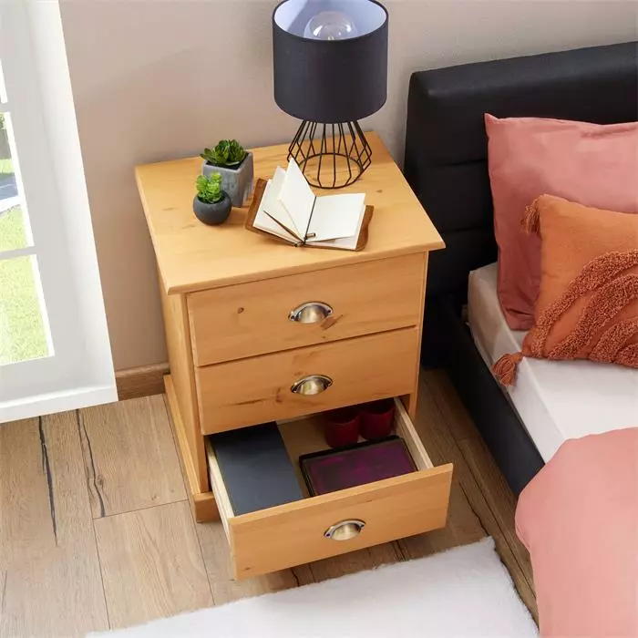 IDIMEX Nachttisch PARIS Mit 3 Schubladen, In Braun 6 IDIMEX Nachttisch PARIS Mit 3 Schubladen, In Braun – Bild 4