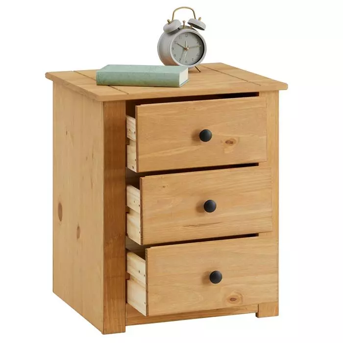 CARO-Möbel Nachttisch CANCUN Aus Kiefer Mit 3 Schubladen 5 CARO-Möbel Nachttisch CANCUN Aus Kiefer Mit 3 Schubladen – Bild 3