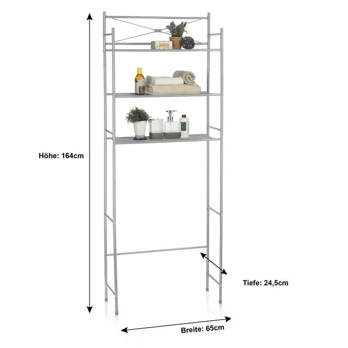 CARO-Möbel Toiletten Waschmaschinen Regal MARSA Mit 3 Ablagen In Grau 5 CARO-Möbel Toiletten Waschmaschinen Regal MARSA Mit 3 Ablagen In Grau – Bild 3