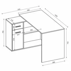 CARO-Möbel Eckschreibtisch LENA Mit Regal In Sonoma Eiche/weiß -Möbelgeschäft 93675 80