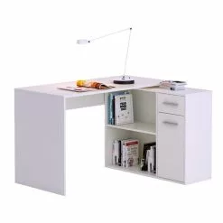 CARO-Möbel Eckschreibtisch LENA Mit Regal In Weiß