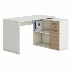 CARO-Möbel Eckschreibtisch LENA Mit Regal In Sonoma Eiche/weiß