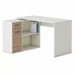 CARO-Möbel Eckschreibtisch LENA Mit Regal In Sonoma Eiche/weiß -Möbelgeschäft 93680 2 2