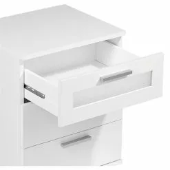 CARO-Möbel Nachttisch MARY Weiß Mit Glaseinsatz -Möbelgeschäft 93756 2