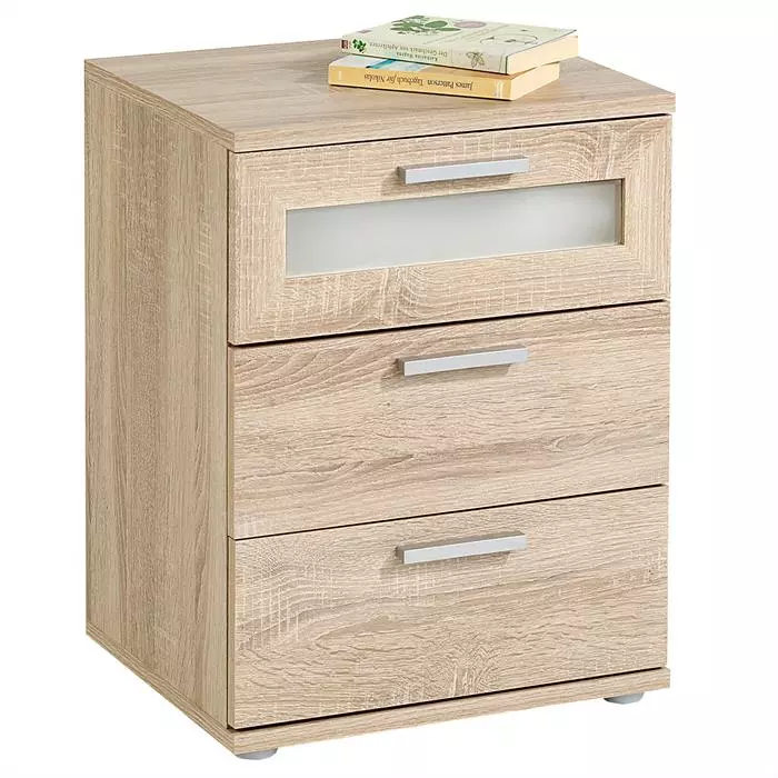 CARO-Möbel Nachttisch MARY Sonoma Eiche Mit 3 Schubladen 3 CARO-Möbel Nachttisch MARY Sonoma Eiche Mit 3 Schubladen