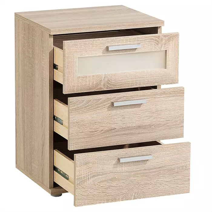 CARO-Möbel Nachttisch MARY Sonoma Eiche Mit 3 Schubladen 4 CARO-Möbel Nachttisch MARY Sonoma Eiche Mit 3 Schubladen – Bild 2
