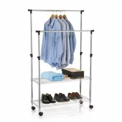 CARO-Möbel Garderobenwagen ROPA Mit 2 Ablagefächern