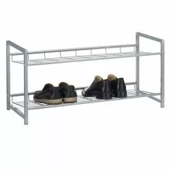 CARO-Möbel Schuhregal SYSTEM Silber Lackiert, 2 Fächer