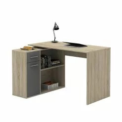 CARO-Möbel Eckschreibtisch LENA Mit Regal In Sonoma Eiche/grau