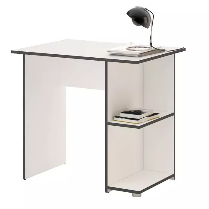 CARO-Möbel Schreibtisch KUBA In Weiß/grau Mit 2 Ablageflächen 3 CARO-Möbel Schreibtisch KUBA In Weiß/grau Mit 2 Ablageflächen