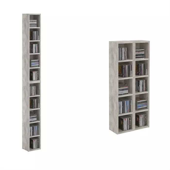 CARO-Möbel CD / DVD Regal CHART Mit 10 Fächern In Betonoptik 3 CARO-Möbel CD / DVD Regal CHART Mit 10 Fächern In Betonoptik