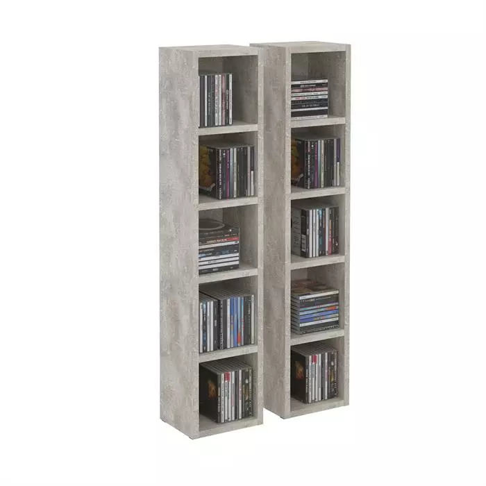 CARO-Möbel CD / DVD Regal CHART Mit 10 Fächern In Betonoptik 5 CARO-Möbel CD / DVD Regal CHART Mit 10 Fächern In Betonoptik – Bild 3